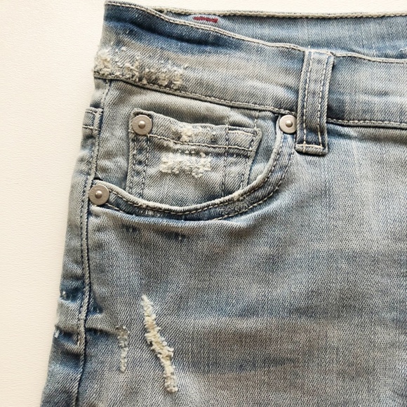 7FAM Denim Jean Skirt Frayed Hem Sz 12 - Picture 3 of 10